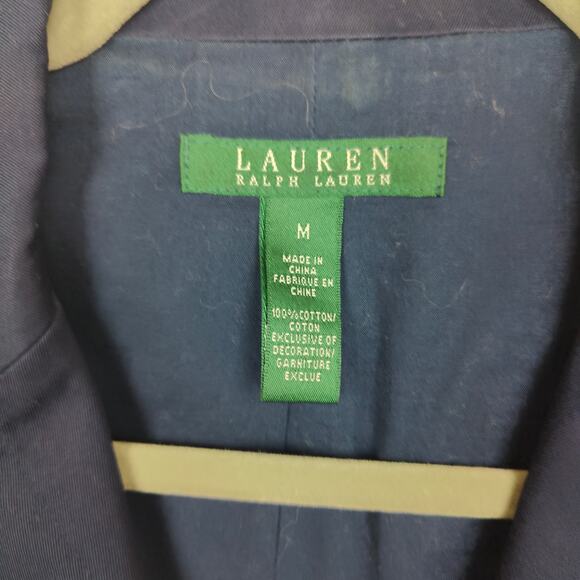 Vintage 90s Lauren Ralph Lauren Blazer Mens Medium Navy Blue Logo Emblem Preppy - Picture 8 of 9